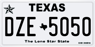 TX license plate DZE5050