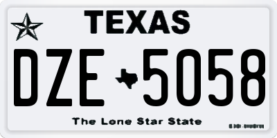 TX license plate DZE5058