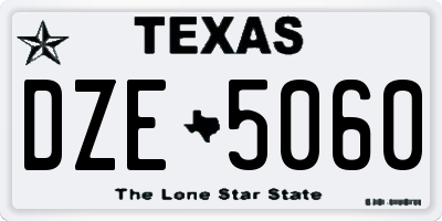 TX license plate DZE5060
