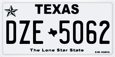 TX license plate DZE5062