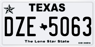 TX license plate DZE5063