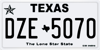 TX license plate DZE5070