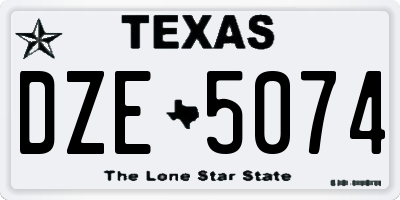 TX license plate DZE5074