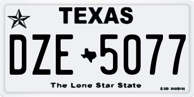 TX license plate DZE5077