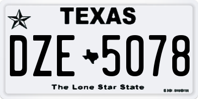 TX license plate DZE5078