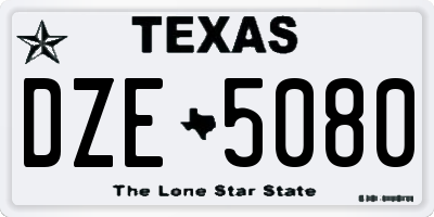 TX license plate DZE5080
