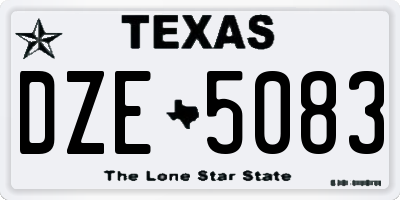 TX license plate DZE5083