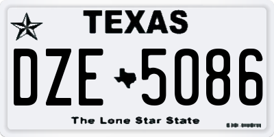 TX license plate DZE5086