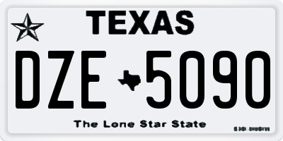 TX license plate DZE5090