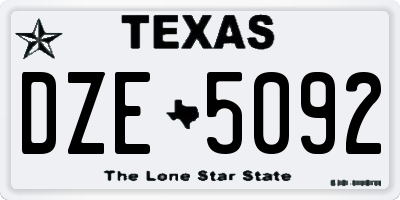 TX license plate DZE5092