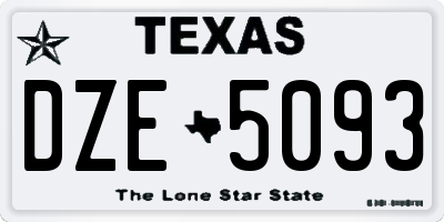 TX license plate DZE5093