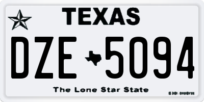 TX license plate DZE5094