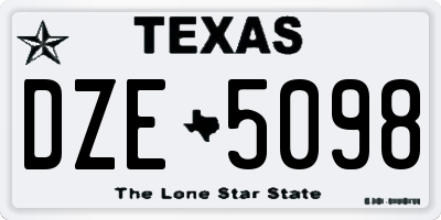 TX license plate DZE5098