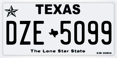 TX license plate DZE5099