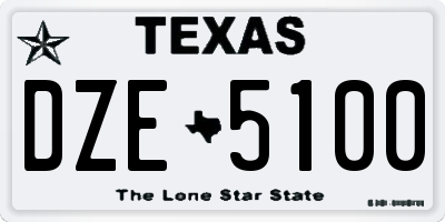 TX license plate DZE5100