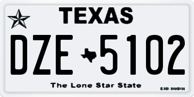 TX license plate DZE5102
