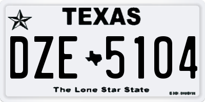 TX license plate DZE5104