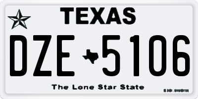 TX license plate DZE5106