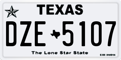 TX license plate DZE5107