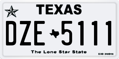 TX license plate DZE5111