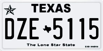 TX license plate DZE5115