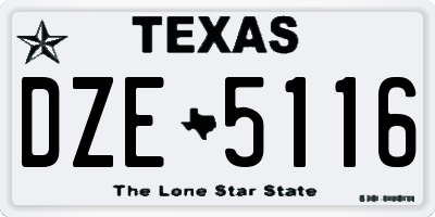 TX license plate DZE5116