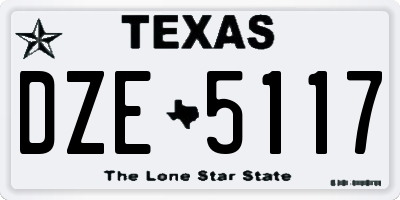 TX license plate DZE5117