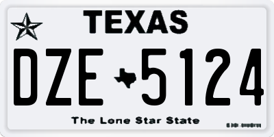 TX license plate DZE5124