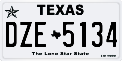 TX license plate DZE5134