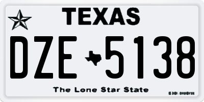 TX license plate DZE5138