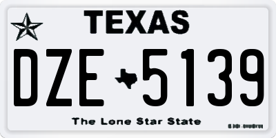 TX license plate DZE5139