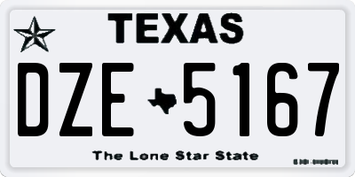 TX license plate DZE5167