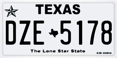 TX license plate DZE5178