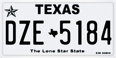 TX license plate DZE5184