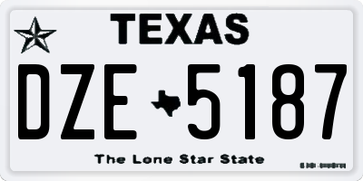 TX license plate DZE5187