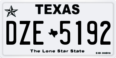 TX license plate DZE5192
