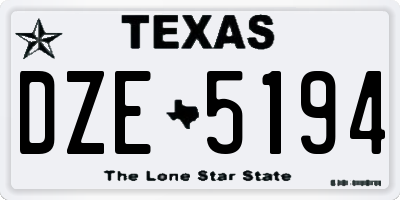 TX license plate DZE5194