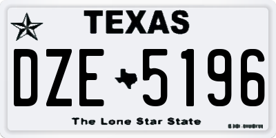 TX license plate DZE5196