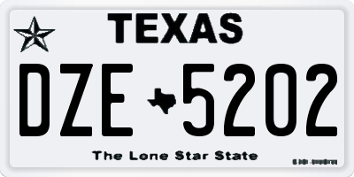 TX license plate DZE5202