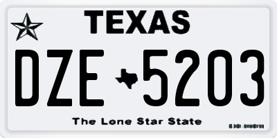 TX license plate DZE5203