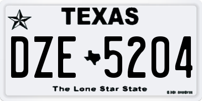 TX license plate DZE5204