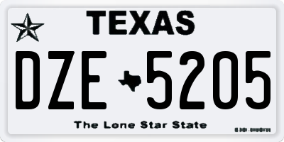 TX license plate DZE5205