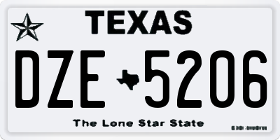 TX license plate DZE5206