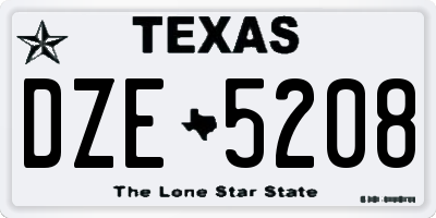 TX license plate DZE5208