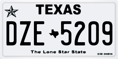 TX license plate DZE5209