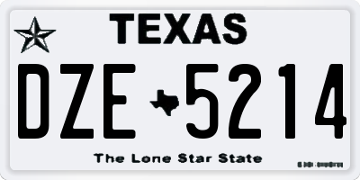 TX license plate DZE5214