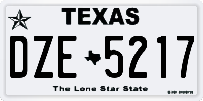 TX license plate DZE5217
