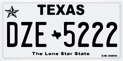 TX license plate DZE5222