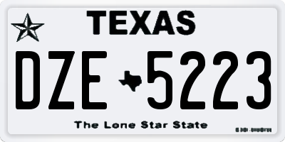 TX license plate DZE5223