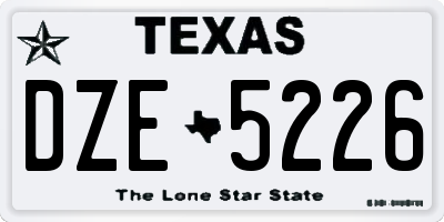 TX license plate DZE5226